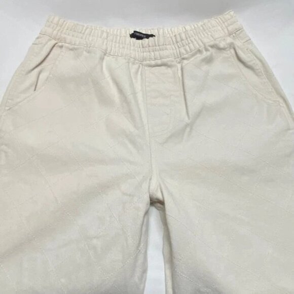 Forever 21 Linen Blend Jogger Women's Small Cream Heavy Cotton Elastic Waist EUC - Picture 11 of 11